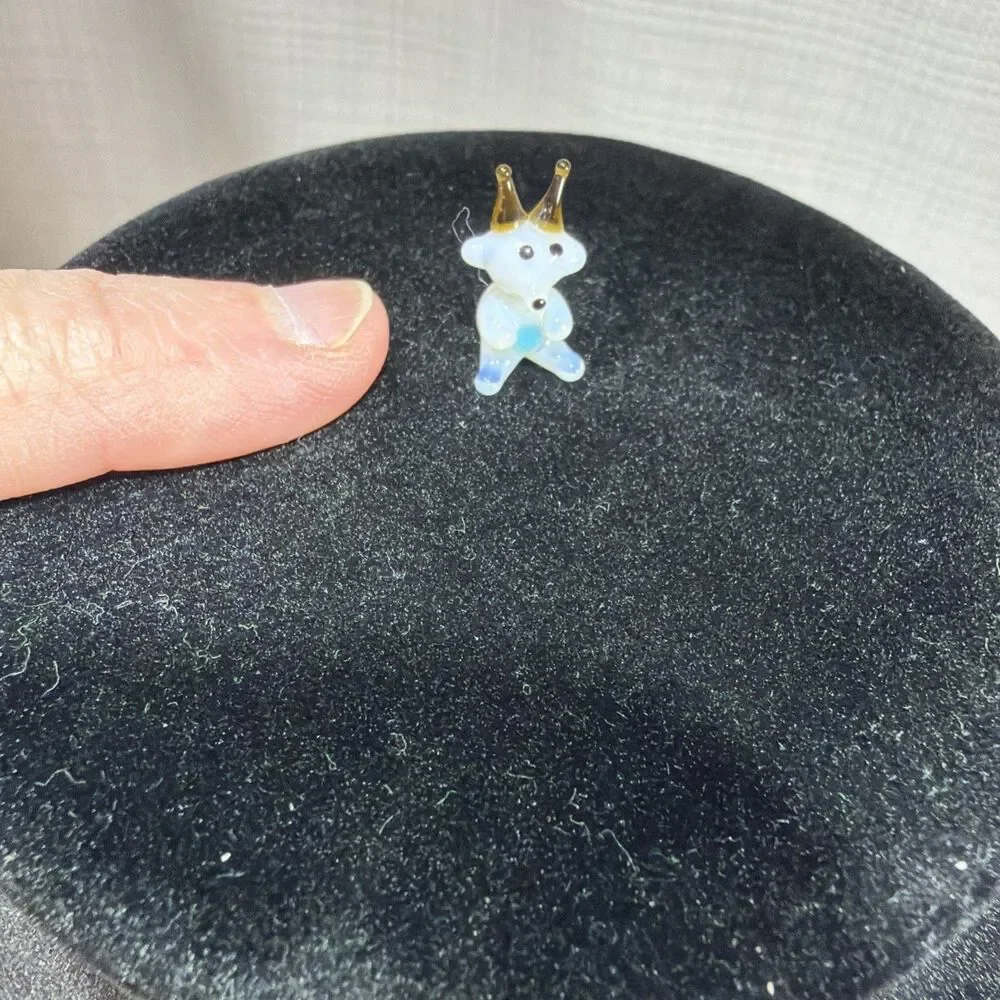 Vintage Miniature Blown Glass Goat Figurine Tiny Lampwork Art Glass Animal .75”